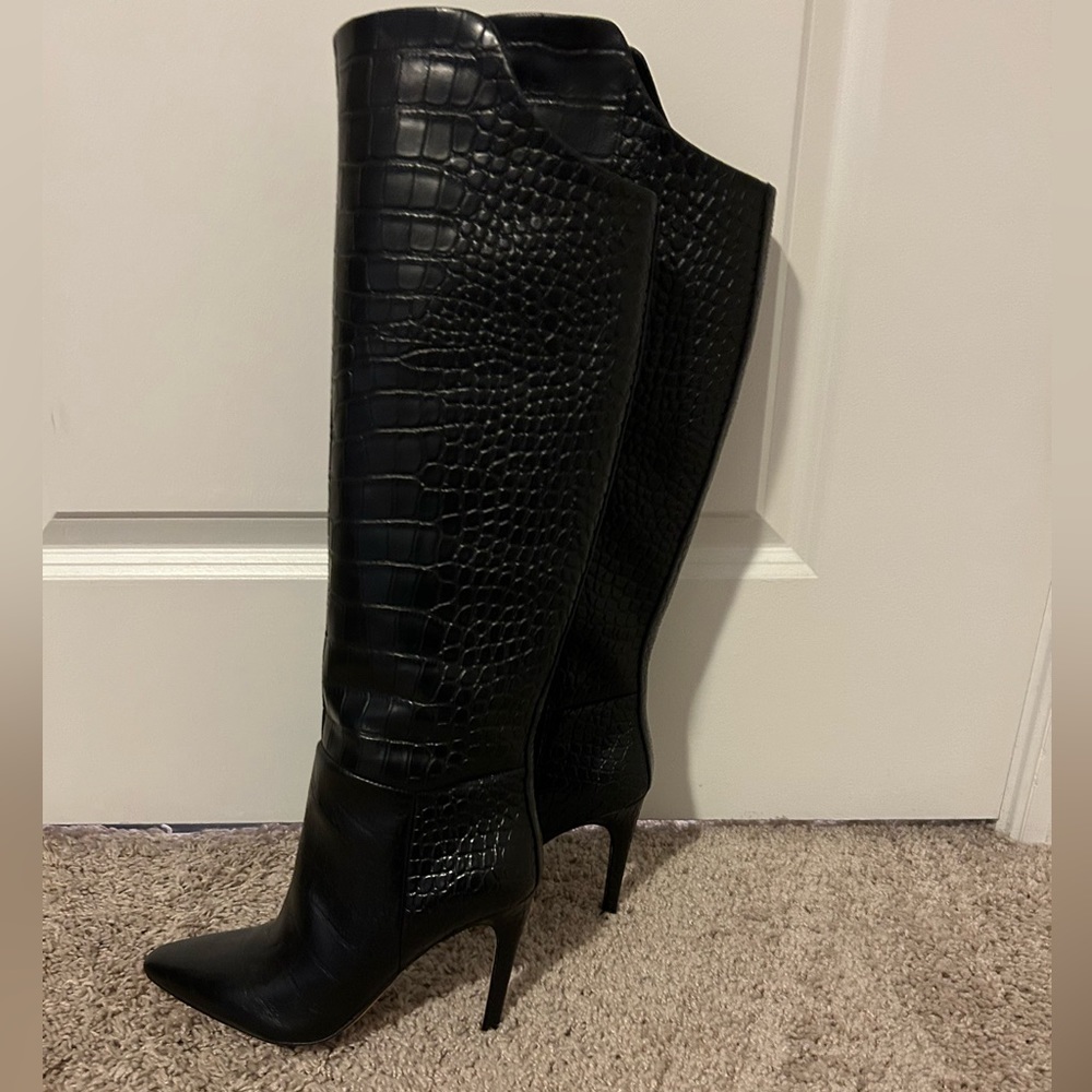 Vince Camuto Crocodile Western Style Knee High Boots